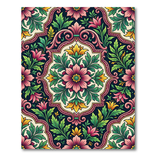 Rich Floral Medallion Vivid Color Rug