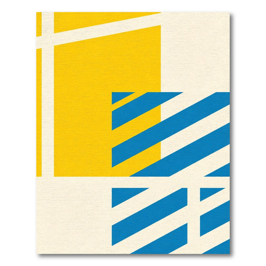 Bold Geometric Blue Yellow Stripes Rug