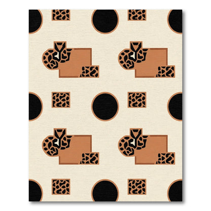 Brown Cheetah Spot Geometric Circles Rug