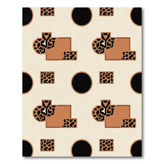 Brown Cheetah Spot Geometric Circles Rug
