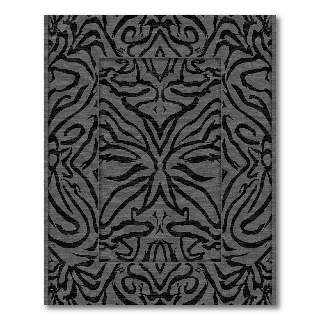 Monochrome Black Abstract Symmetric Swirls Rug