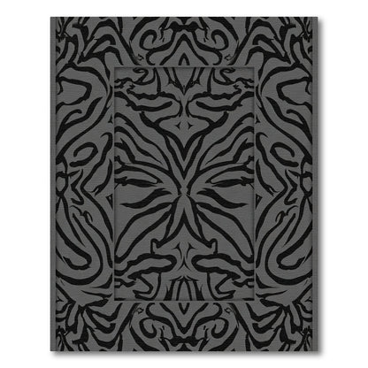 Monochrome Black Abstract Symmetric Swirls Rug
