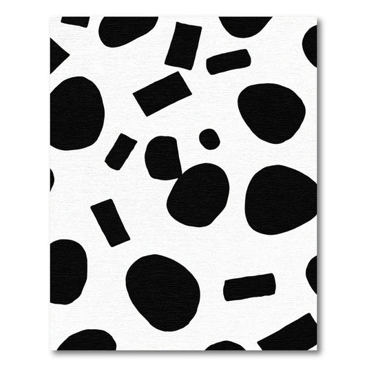 Black White Organic Shapes Rug