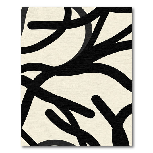 Modern Black Swirl Abstract Rug