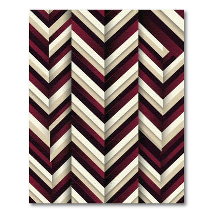 Maroon Ivory Chevron Gradient Rug