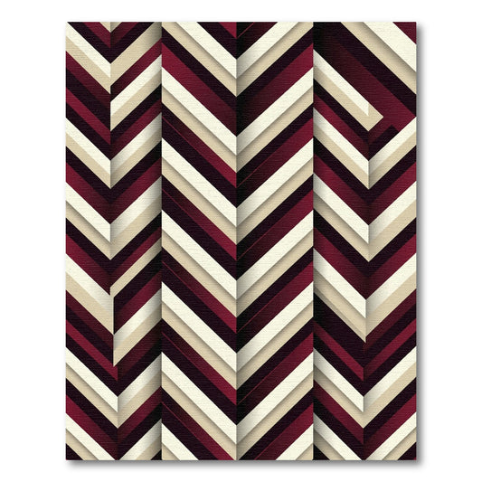Maroon Ivory Chevron Gradient Rug