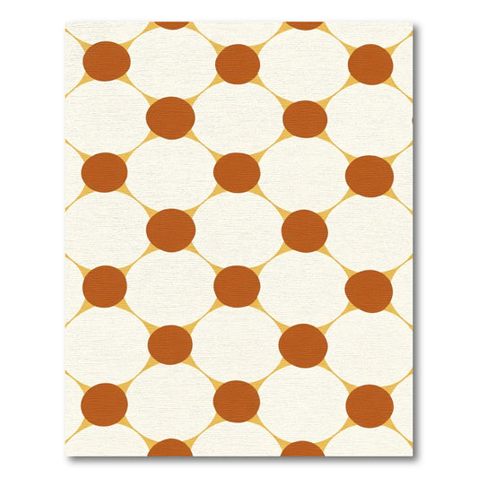 Geometric Circles Ochre Cream Pattern Rug