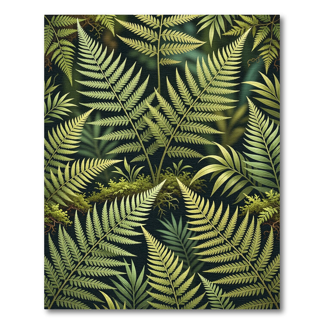 Lush Green Fern Forest Foliage Rug