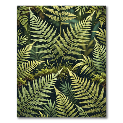 Lush Green Fern Forest Foliage Rug