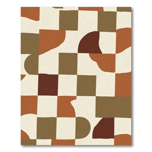 Earthy Abstract Patchwork Squares Rug