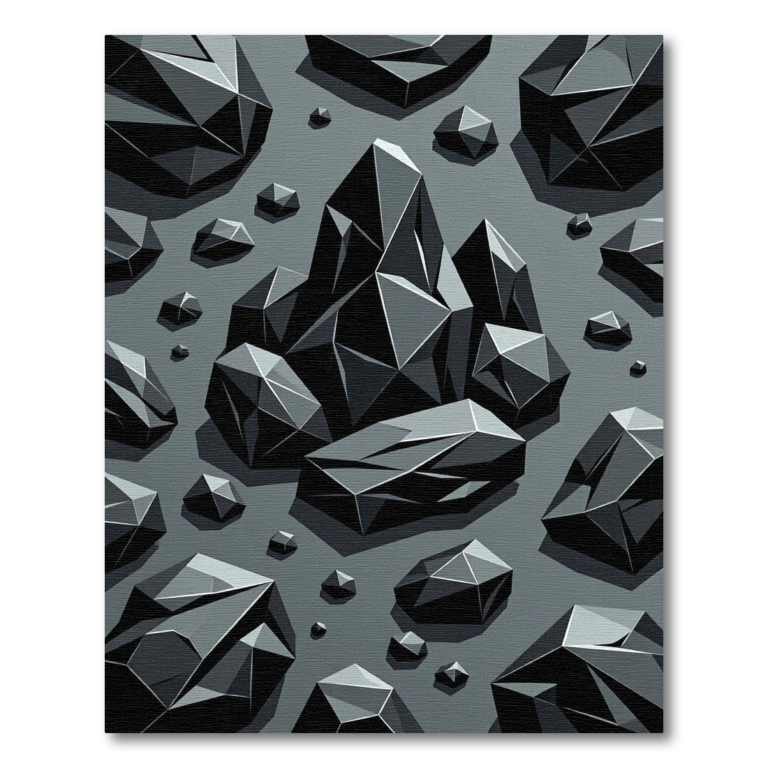 Dark Gray Geometric Crystal Cluster Rug