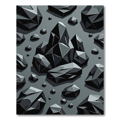 Dark Gray Geometric Crystal Cluster Rug