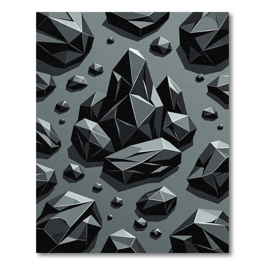 Dark Gray Geometric Crystal Cluster Rug