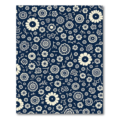 Cream Floral Collage Dark Navy Rug