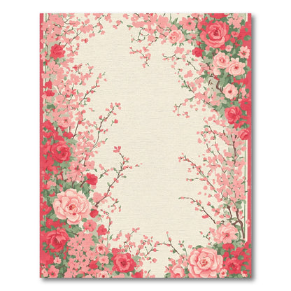 Crimson Rose Garland Botanical Rug