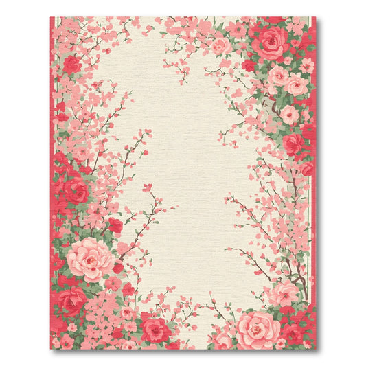 Crimson Rose Garland Botanical Rug