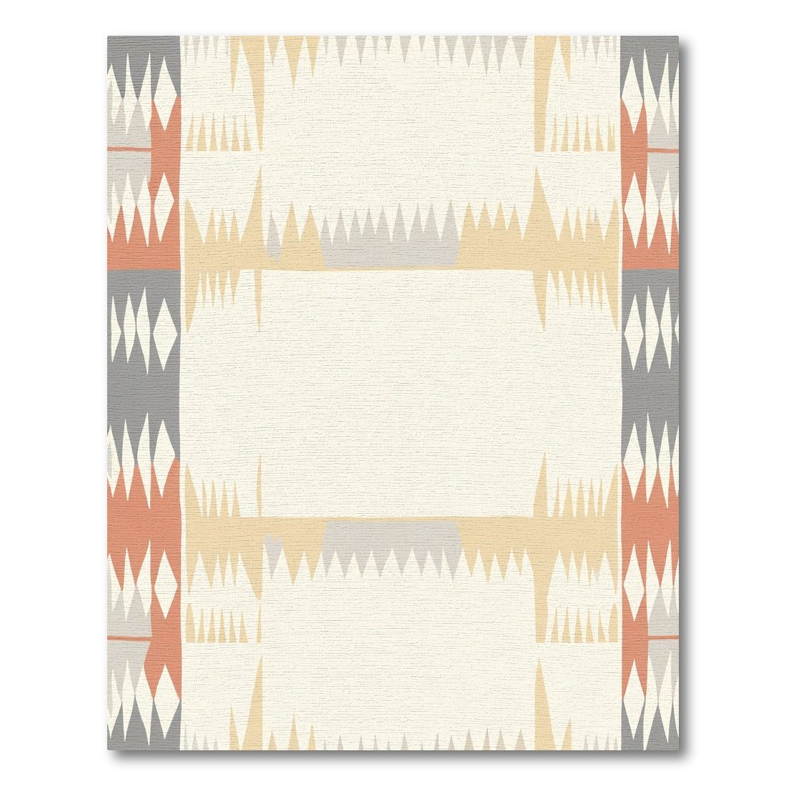 Geometric Coral Gray Ochre Diamond Rug