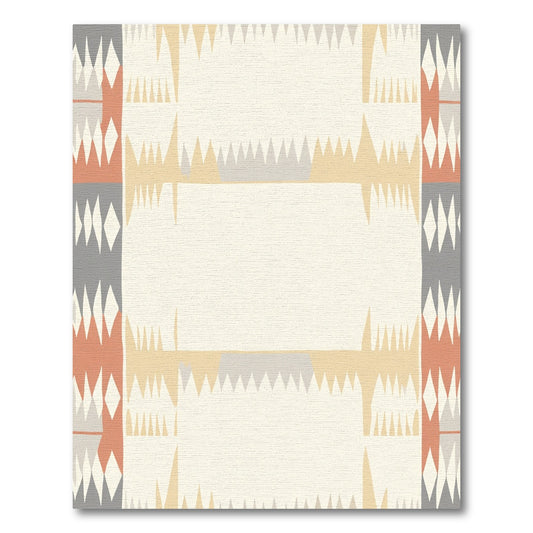 Geometric Coral Gray Ochre Diamond Rug