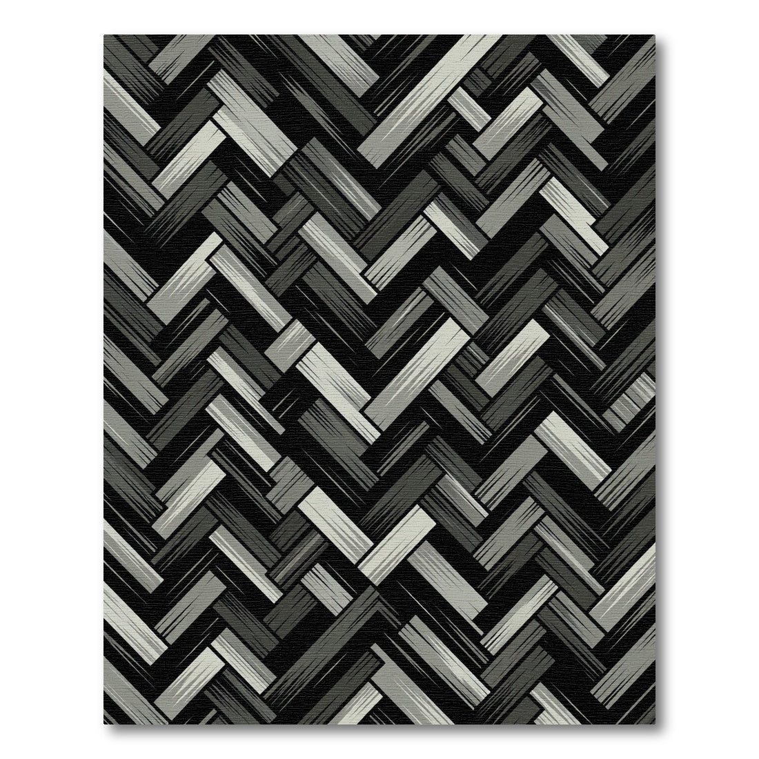 Monochromatic Textured Herringbone Arrangement Rug