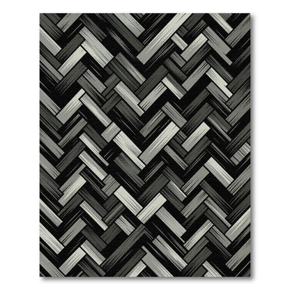 Monochromatic Textured Herringbone Arrangement Rug