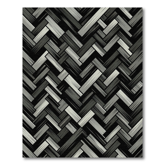 Monochromatic Textured Herringbone Arrangement Rug