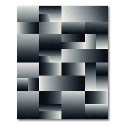 Minimalist Monochromatic Gradient Block Geometric Rug