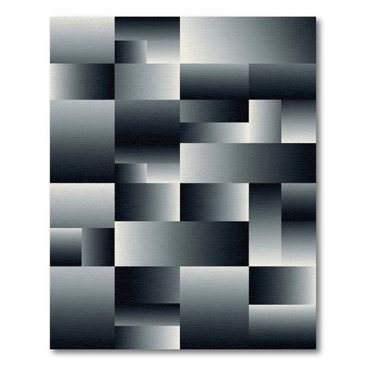 Minimalist Monochromatic Gradient Block Geometric Rug