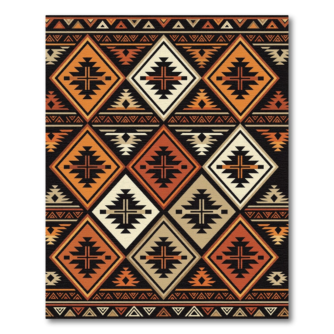 Geometric Aztec Ochre Diamond Rug