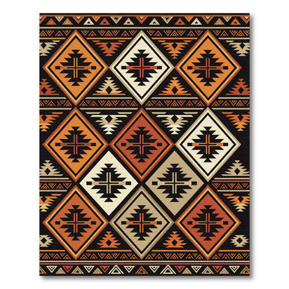 Geometric Aztec Ochre Diamond Rug