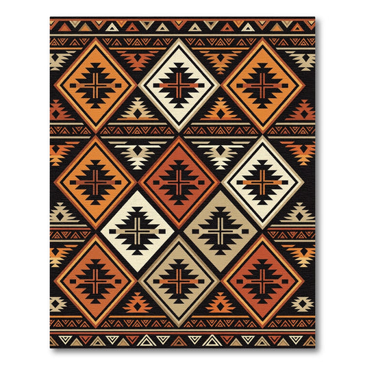 Geometric Aztec Ochre Diamond Rug