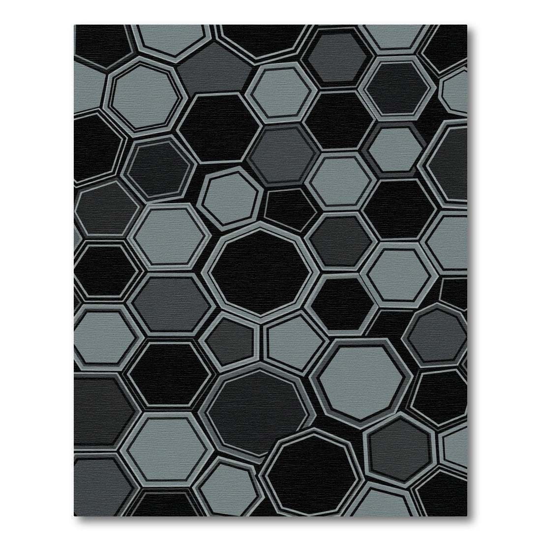 Graphic Geometric Monochrome Hexagon Composition Rug