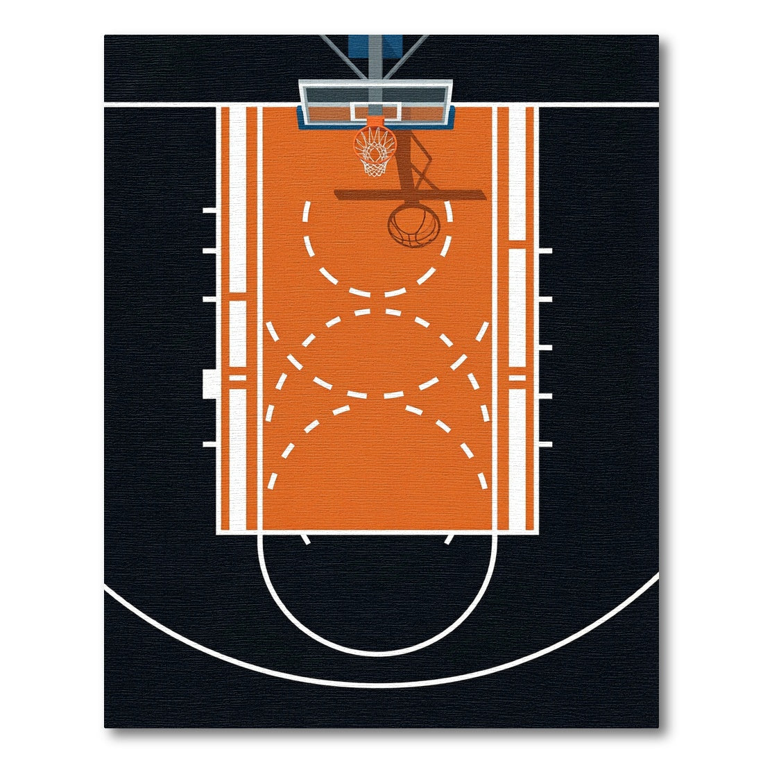 Minimalist Orange Basketball Court Illustration Rug