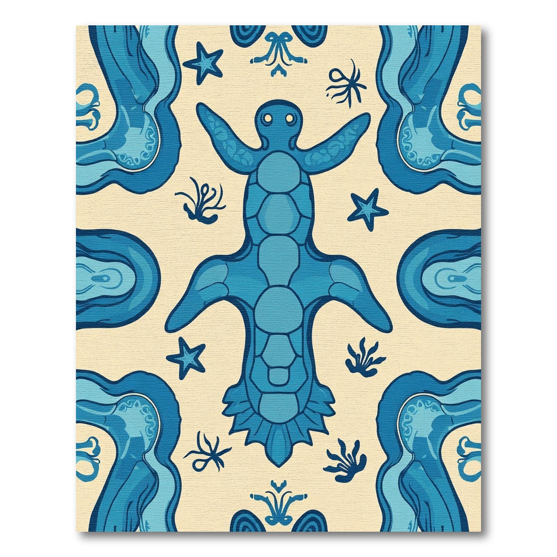 Oceanic Blue Sea Turtle Fauna Rug
