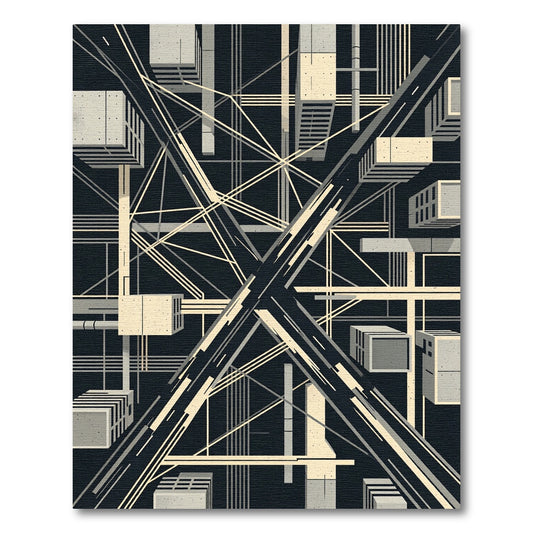 Geometric Brutalist Architectural Monochrome Structure Rug