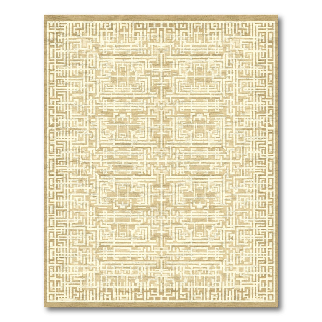 Cream Labyrinth Geometric Harmony Rug