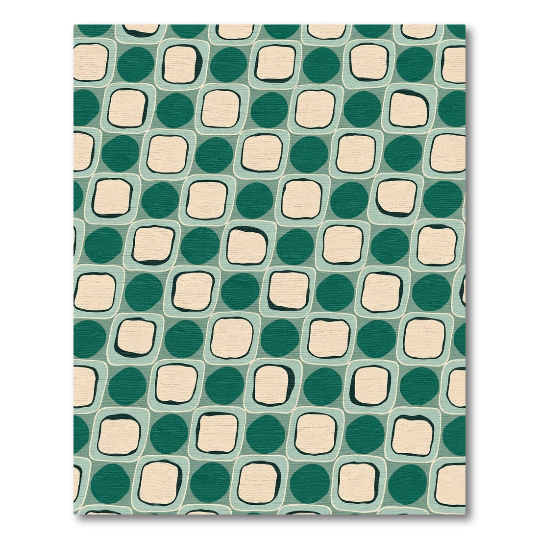 Teal Cream Organic Grid Layout Rug