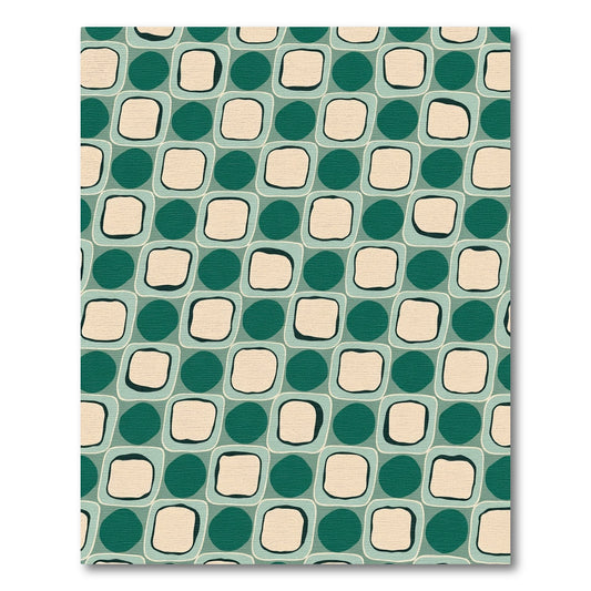 Teal Cream Organic Grid Layout Rug