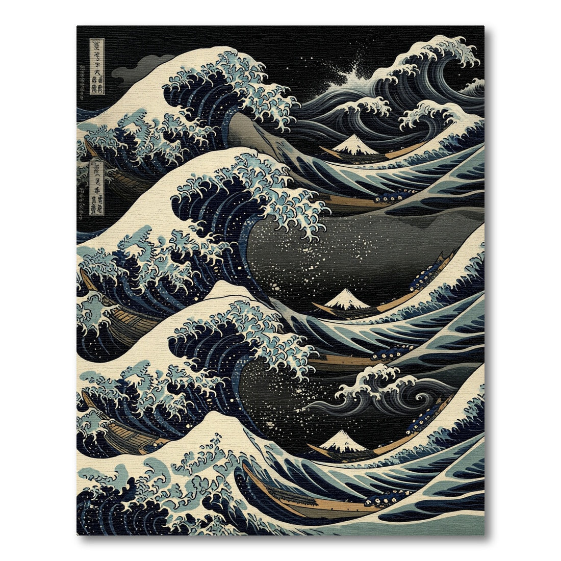 Great Wave Blue White Ocean Scene Rug