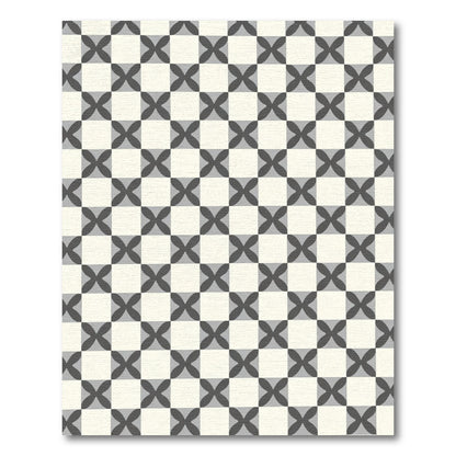 Gray Cream Checkerboard Quatrefoil Rug