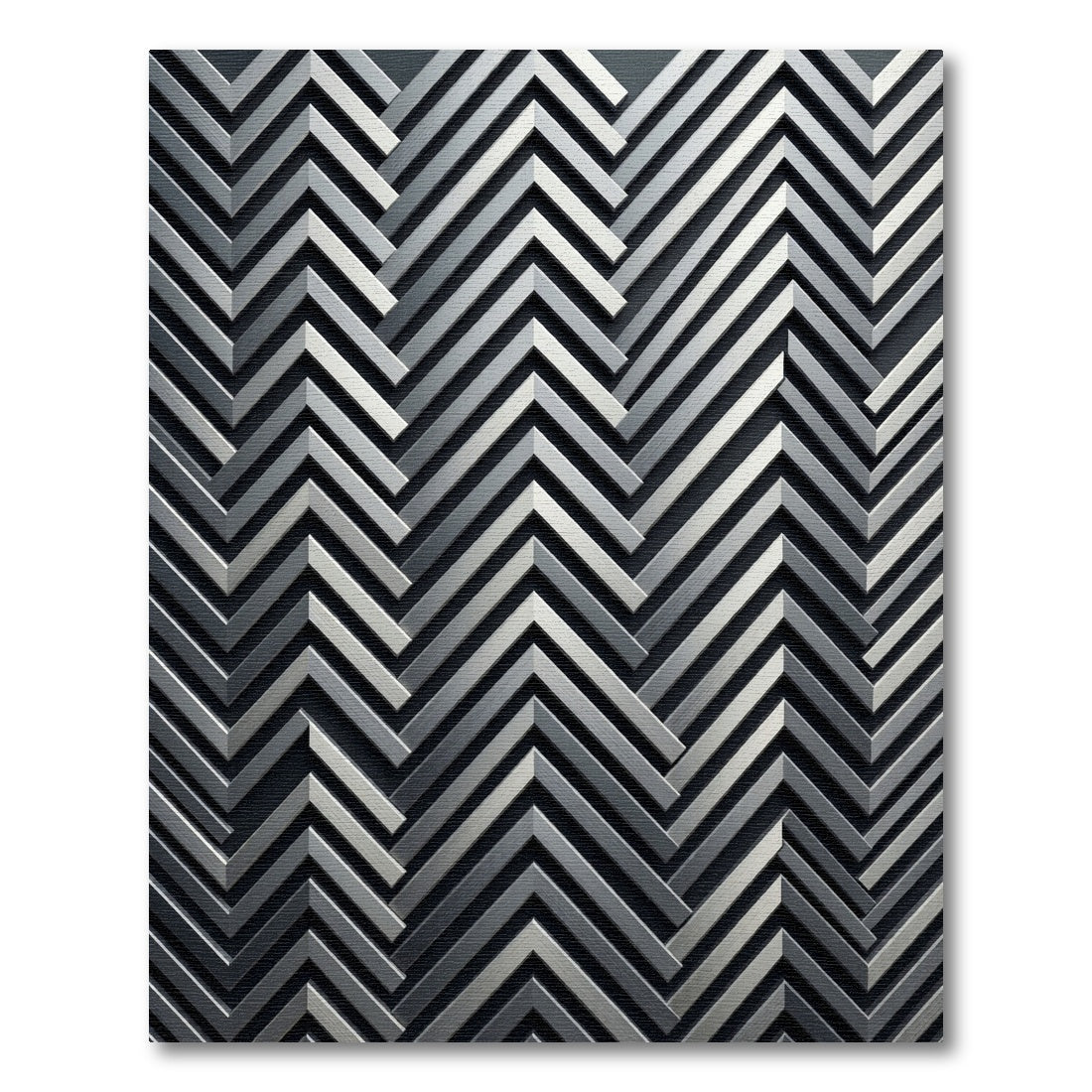 Metallic Silver Chevron Geometric Texture Rug