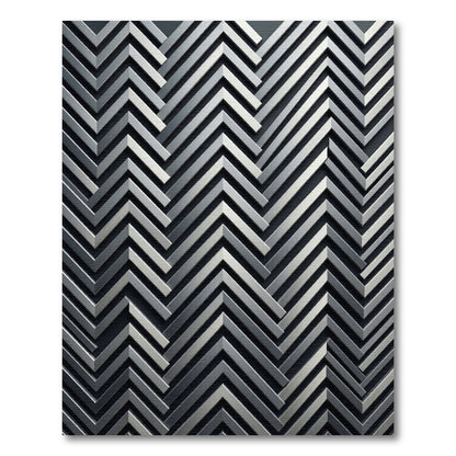 Metallic Silver Chevron Geometric Texture Rug