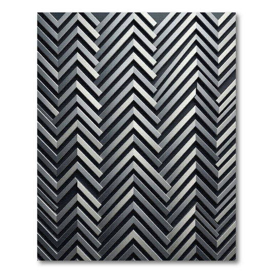 Metallic Silver Chevron Geometric Texture Rug