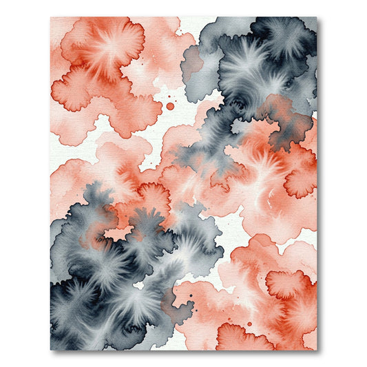 Ethereal Coral and Slate Ink Wash Rug