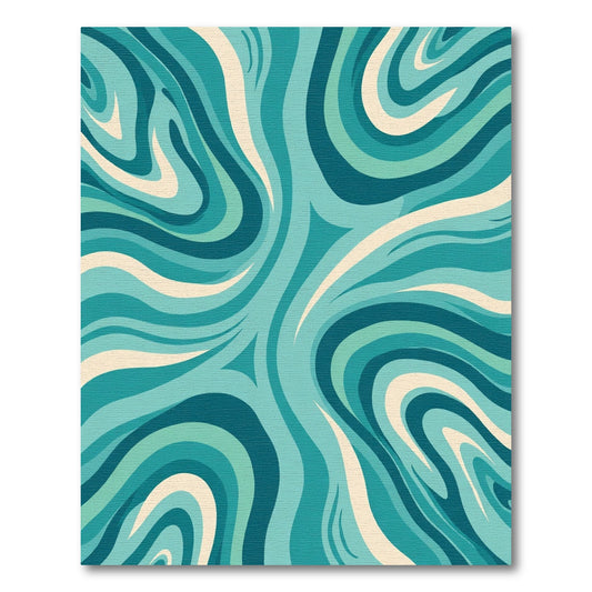 Aqua Teal Swirling Wave Rug