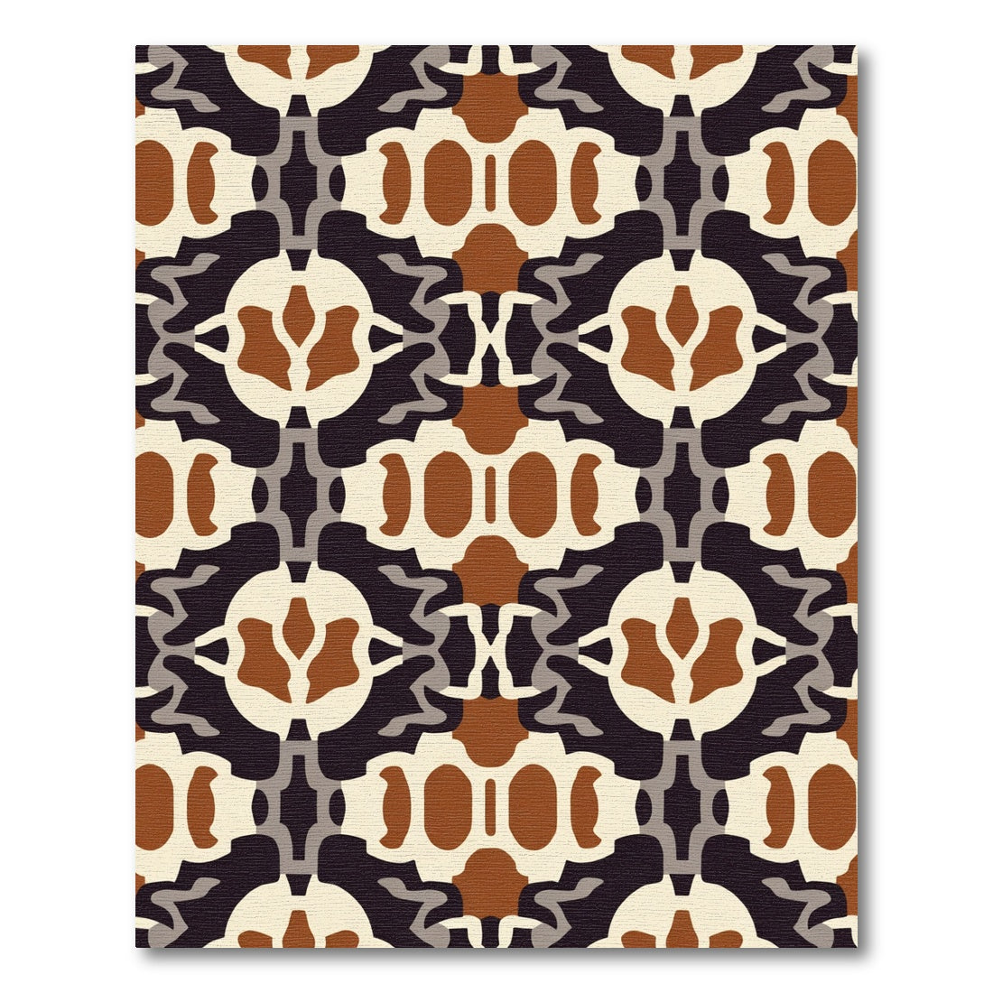 Organic Geometric Ivory Brown Abstract Rug