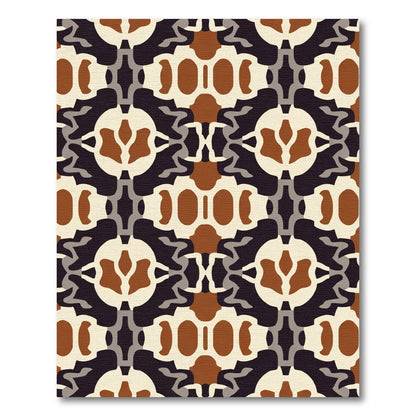Organic Geometric Ivory Brown Abstract Rug
