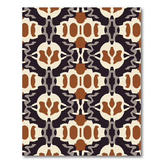 Organic Geometric Ivory Brown Abstract Rug