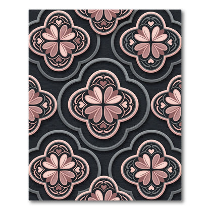 Blush Pink Floral Quatrefoil Medallion Rug