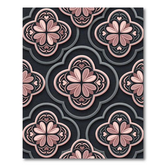 Blush Pink Floral Quatrefoil Medallion Rug