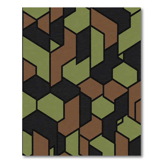 Woodland Camo Geometric Abstract Rug